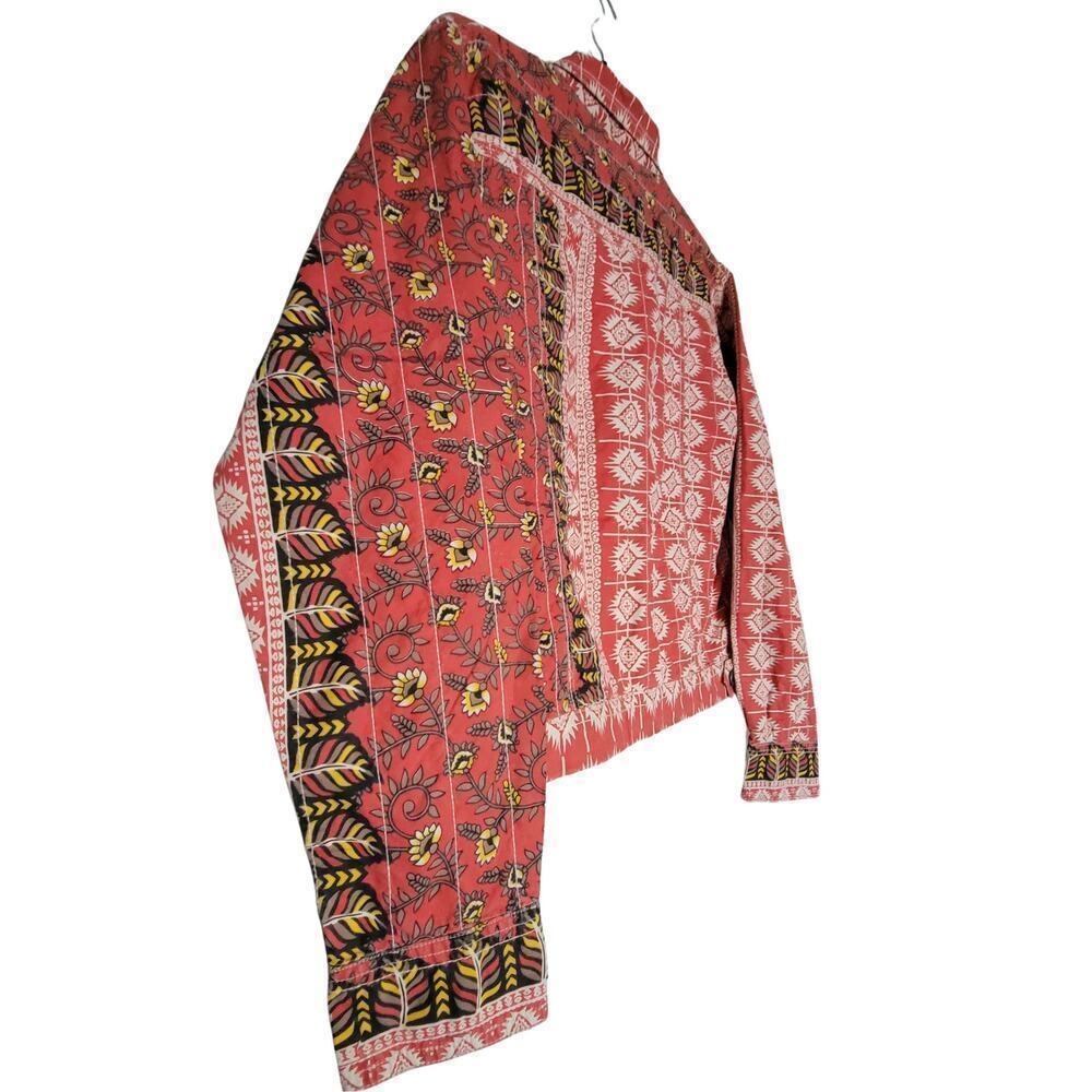 GRAMICCI Jaime Arizona Orange Aztec Printed Cropped Button Up Jacket Womens L - Picture 5 of 16